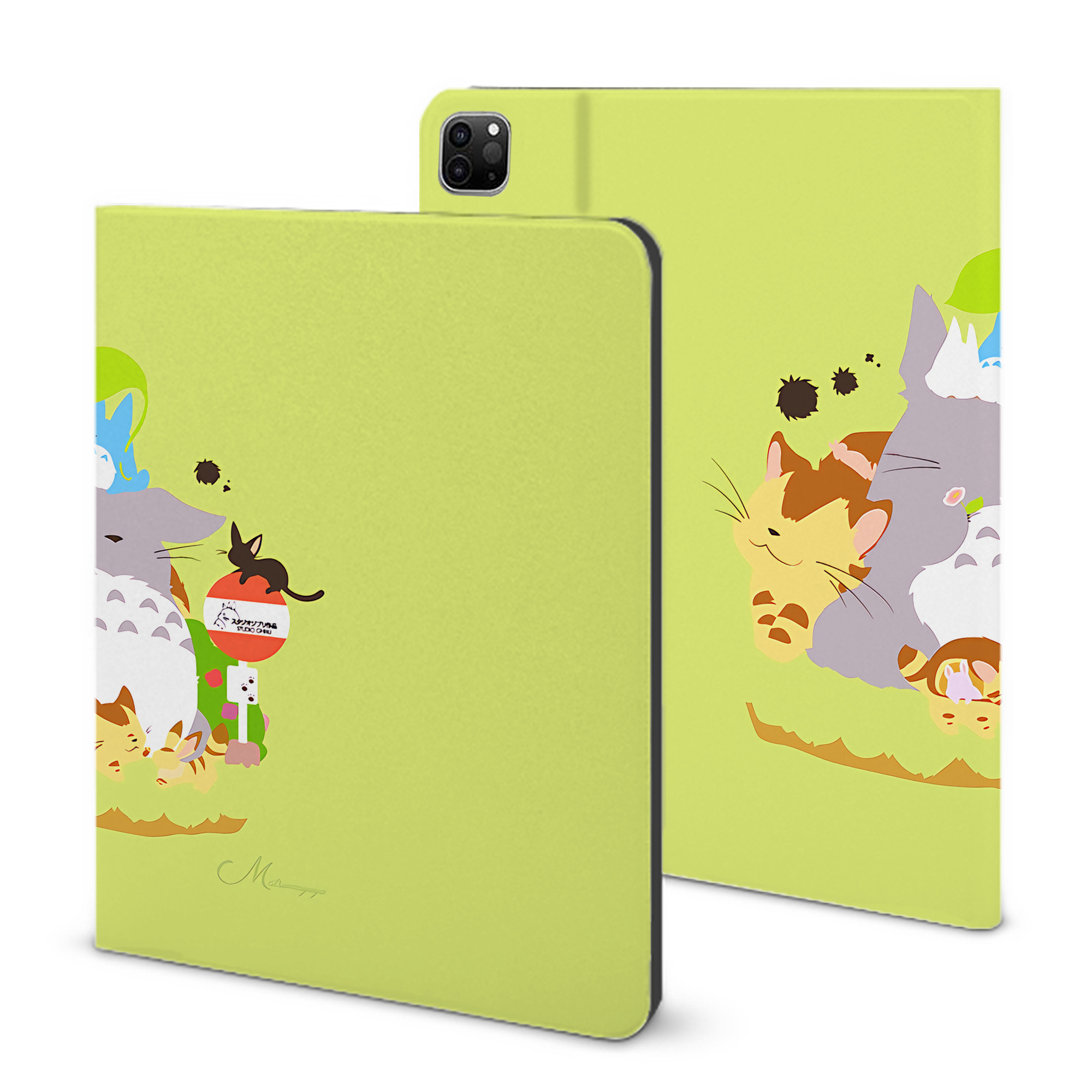 （画像用） となりのトトロ 草壁メイ 草壁サツキ My Neighbor Totoro Satsuki Kusakabe Mei Kusakabe IPad ケース ブック型 PUレザー TPU 耐衝撃 軽量 薄型 ペン収納なし 全面保護 IPad 各モデル対応